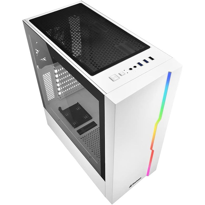 Корпус для ПК Sharkoon RGB Slider білий з підсвіткою, ATX, USB 3.0, скляна панель