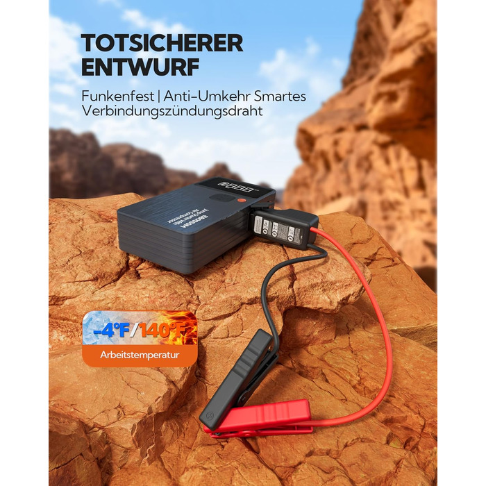 Бустер-стартер для авто 7-в-1 з портативним компресором, Powerbank 12000mAh, LED-ліхтарем та USB-C зарядкою, набір для екстреної допомоги JC8