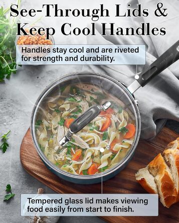 Набір посуду Cook N Home з антипригарним покриттям, з турбінними ручками, бірюзовий колір