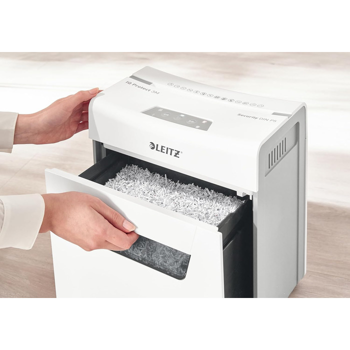 Leitz IQ 10X Premium Protect: Шредер для документів, 18л, 3 листи, мікроріз, для офісу та дому, білий