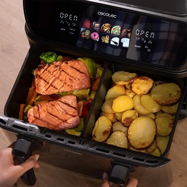 Аерофритюрниця Cecotec Cecofry & Grill Duoheat 4000 з грилем, 4 л, 1900 Вт, регулювання температури 40-200°C, 10 програм, Inox