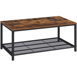 Журнальний стіл holz4home Connie з полицею, 106x60x45 см, індустріальний стиль, коричневий, для вітальні, чайний стіл, вінтаж