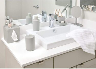 Набір для ванної кімнати iDesign Badezimmer Set (сірий): мильниця, тримач для зубних щіток, дозатор ватних дисків, піднос.