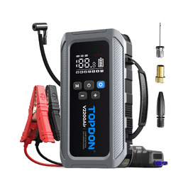 Пусковий пристрій TOPDON V2200 Air Jump Starter з компресором 150 PSI, бустер для авто (бензин до 8Л, дизель до 6Л), струм 2200А, LED-ліхтарем