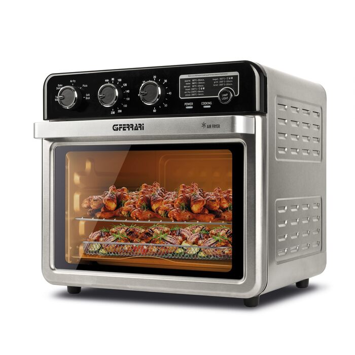 Мультифункціональна аерофритюрниця та BBQ-гриль G3 Ferrari Friggisano BBQ G10181, 2000 Вт, 10 л XXL, 8 програм, без диму, BPA- та PFOA-free, чорний/сріблястий