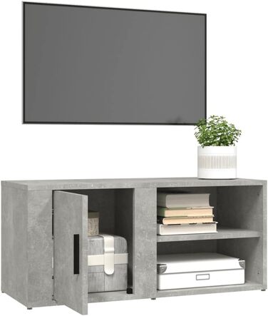 Тумба під телевізор vidaXL, бетонно-сіра, 80x31,5x36 см, ДСП, сучасний ТВ столик, меблі для вітальні