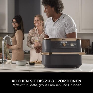 Фритюрниця Ninja Foodi FlexDrawer AF500EUCP: 10.4л, Dual Zone, 7-в-1, Чорний & Мідний, Знімний роздільник