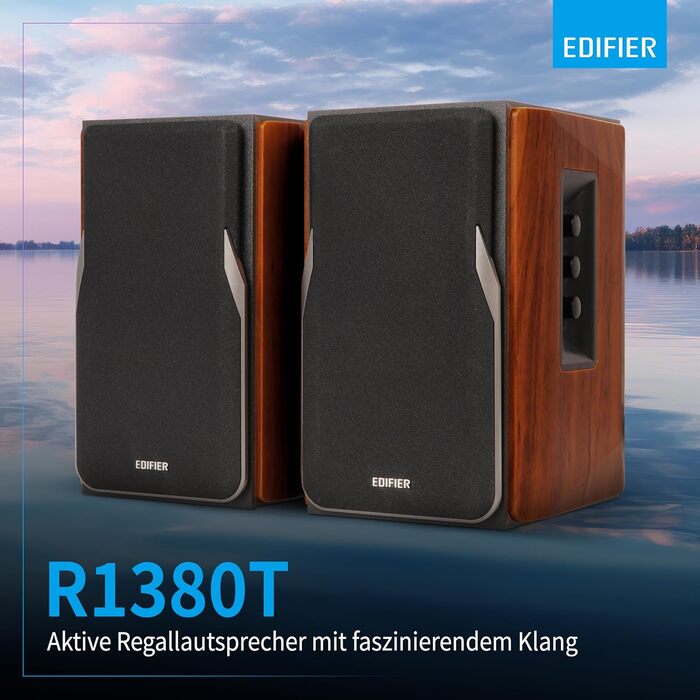 Edifier R1280T: Активні референсні колонки 2.0 - 42W RMS, Коричневий, Без Bluetooth, Для ПК та Студії
