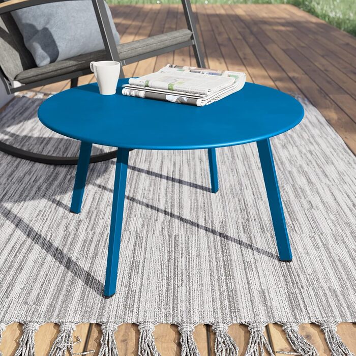 Grand patio Стіл кавовий та приліжковий для балкону, саду, дому та офісу, металевий, синій, простий монтаж