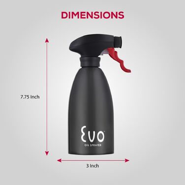 Спрей-диспенсер для олії Evo Oil Sprayer 8113BLK, пляшка з чорної нержавіючої сталі для кулінарних та оливкових олій, 473 мл