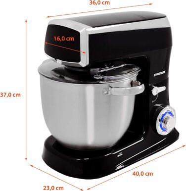Кухонна машина Syntrox Germany 1500 Вт з м'ясорубкою, міксером, чашею з нержавіючої сталі 7,5 л, чорна
