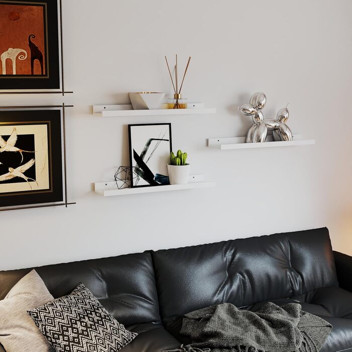 Полиця настінна RICHER HOUSE 3 шт. біла 90 см для фото, декору, в кімнату, дитячу, спальню, кухню, ванну