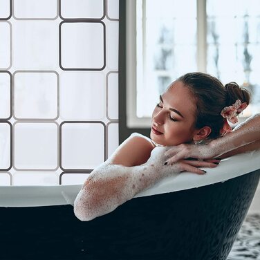 Водонепроникна шторка для душу Relaxdays Square, ретро, напівпрозора, для ванни та душу, стельове кріплення, 160x240 см