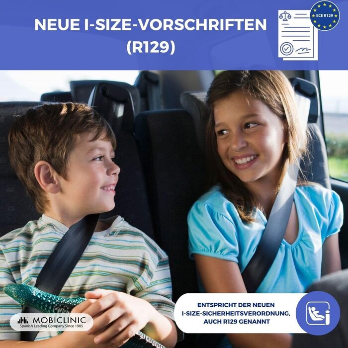 Дитяче автокрісло Mobiclinic Kids Lionfix Basic I-Size 125-150 см з IsoFix, знімний і праний чохол, підлокітники, текстильна оббивка, стандарт R129, європейський бренд