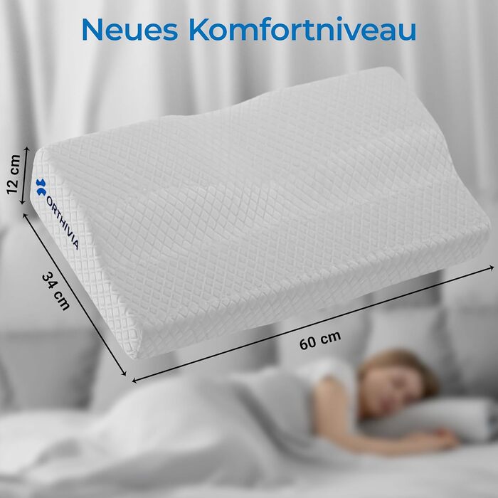 Подушка для сну на боці з ефектом пам'яті Memory Foam - ортопедична подушка для підтримки шиї, біла