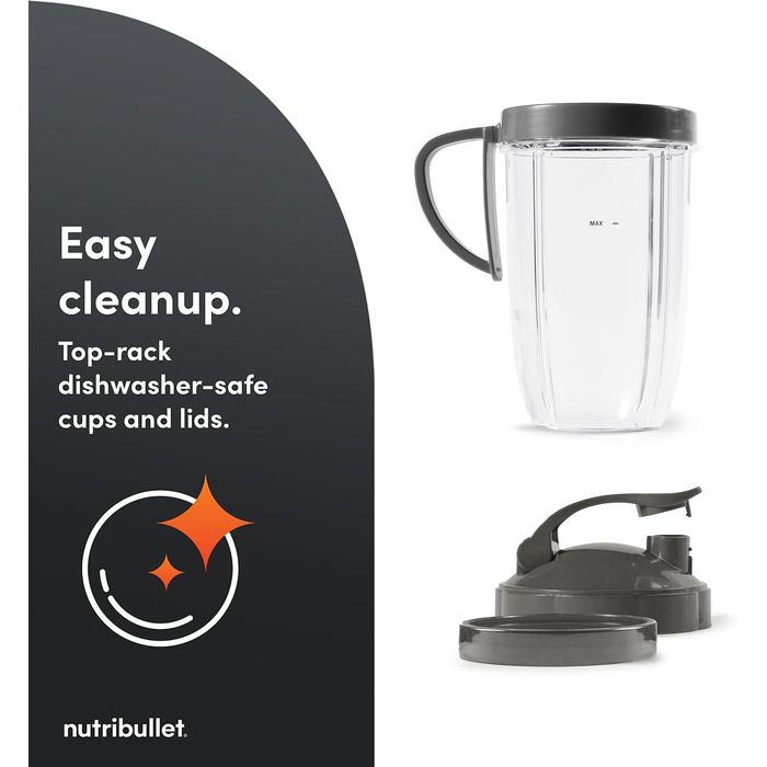 Потужний блендер-екстрактор Nutribullet 900 Series (матовий сірий) для смузі та соків, 25 000 об/хв, набір 11 предметів з чашами To Go