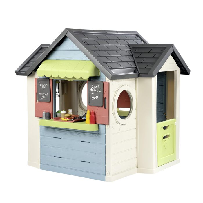 Дитячий ігровий будиночок Smoby Life Chef з кухнею та прилавком (124x132x135 см) - вуличний, з переробленого пластику, для дітей від 2 років