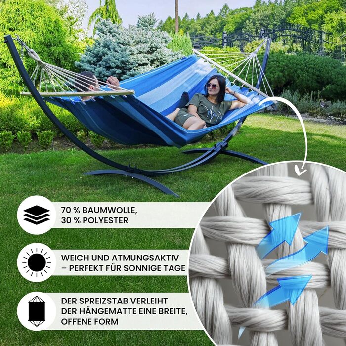 Гамак Potenza Outdoor для 2 осіб з підставкою XXL 220x160 см, до 200 кг, стійкий до погодних умов (Червоний, Графітове підставлення)