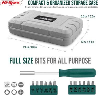 Набір інструментів Hi-Spec 25 предметів зелений компактний для дому та офісу: базовий набір для ремонту в кейсі