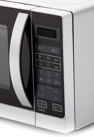 Мікрохвильова піч Sharp R642INW з грилем, 20 л, 800 Вт, 1000 Вт, 8 програм, таймер, захист від дітей, енергозбереження, скляний піддон 25,5 см, срібляста