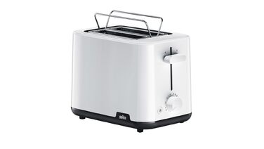 Тостер Braun Breakfast 1 HT1010WH Білий: 2 слоти, 8 режимів, підігрів булок, пластик, 900 Вт