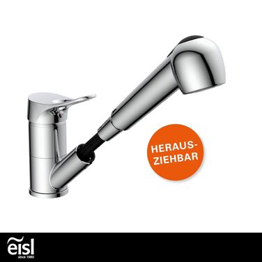 Змішувач кухонний висувний EISL Verona NI183VECR з душем для посуду, поворотний на 90°, хром, високий тиск