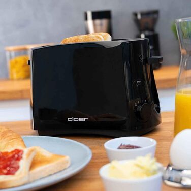 Тостер Cloer 3310 Cool-Wall 825 Вт, для 2 тостів, з підставкою для булочок, кришкою для крихт, функцією додаткового підйому, чорний