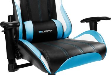 Ігрове крісло DRIFT DR175BUE, екошкіра, 2D-підлокітники, клас 4, обертове, чорний/синій
