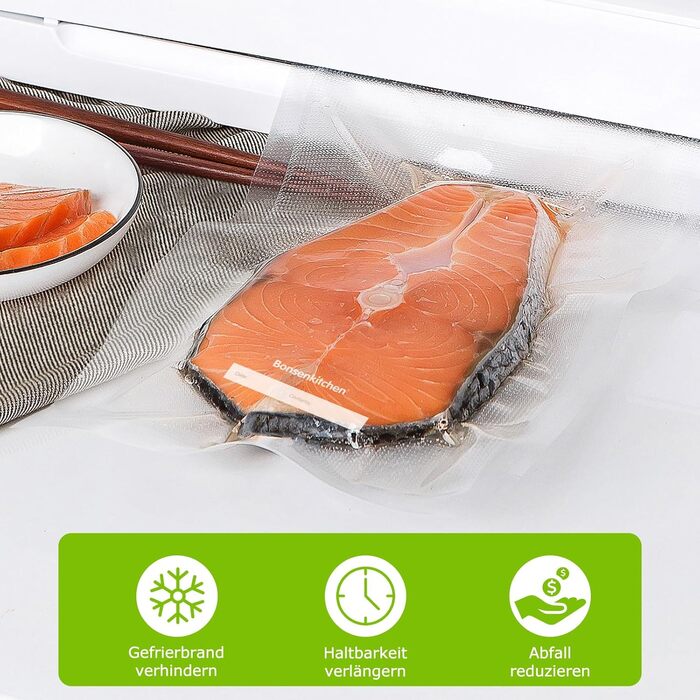 Пакети вакуумні Bonsenkitchen Profi 20x30 см (100 шт) для харчових продуктів, Sous Vide, BPA-free