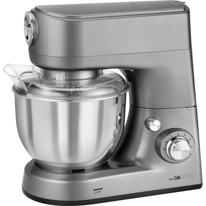 Кухонний комбайн Clatronic KM 3648, 1000 Вт, 5 л, нержавіюча сталь, мультифункціональний, титан