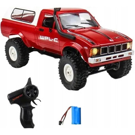 Радіокерована машина-кроулер WPL C24 RC Crawler (червона), позашляховик з LED-підсвіткою
