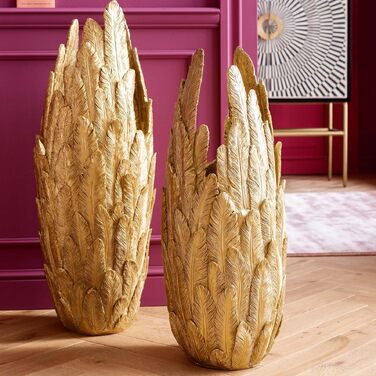 Ваза Kare Design Feathers золота, декоративна настільна ваза для вітальні 92x35x35 см