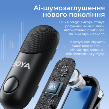 Бездротовий мікрофон BOYA Magic-03 Type-C/TRS Black
