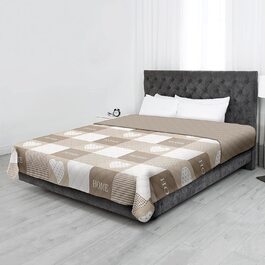 Покривало стьобане Home Beige 220x240 см з утеплювачем, двостороннє, літній плед-покривало