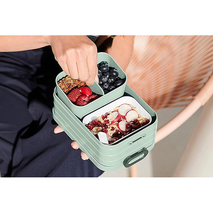 Ланчбокс Mepal Lunch to go Set з контейнером Lunchpot, великий бенто-бокс з відділеннями для дорослих, Old Nordic Blue, Medium