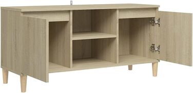 ТВ тумба vidaXL з масиву, комод для телевізора, низький стіл, меблі для HiFi, сонома-дуб, 103,5x35x50 см