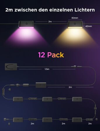Розумні вуличні стінові світильники Govee Outdoor Wall Lights, RGBWIC, водонепроникні IP65, комплект 12 шт.