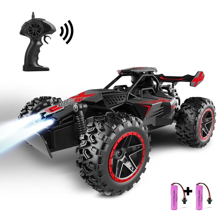 Радіокерований позашляховик 2.4GHz, LED підсвічування, швидкість 15+ км/год, іграшка для хлопчиків, чорно-червоний