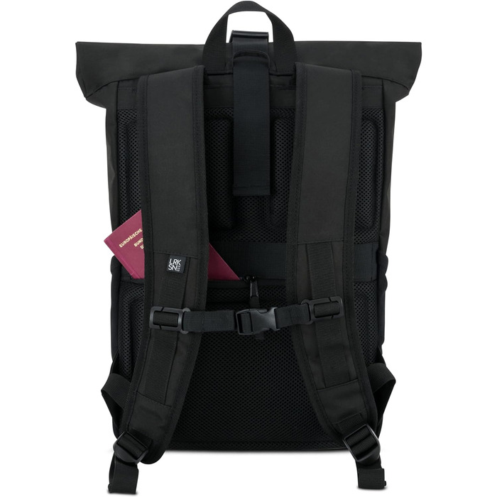 Рюкзак LARKSON Rolltop з відділенням для ноутбука, водостійкий, універсальний, чорний, для жінок і чоловіків, для університету, роботи, велосипеда, подорожей
