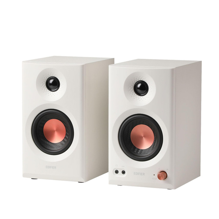 Edifier MR3 - Компактні студійні колонки 2.0, Hi-Res Audio, Bluetooth 5.4, RCA, AUX, керування через додаток, 2 x 18W (білі)