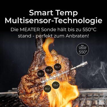 MEATER Pro Duo: Розумний термометр для м'яса | Висока термостійкість 550°C | Велика дальність | Сертифікована точність | Для приготування на грилі, в духовці, мангалі, коптильні, фритюрниці | 50+ рецептів в додатку