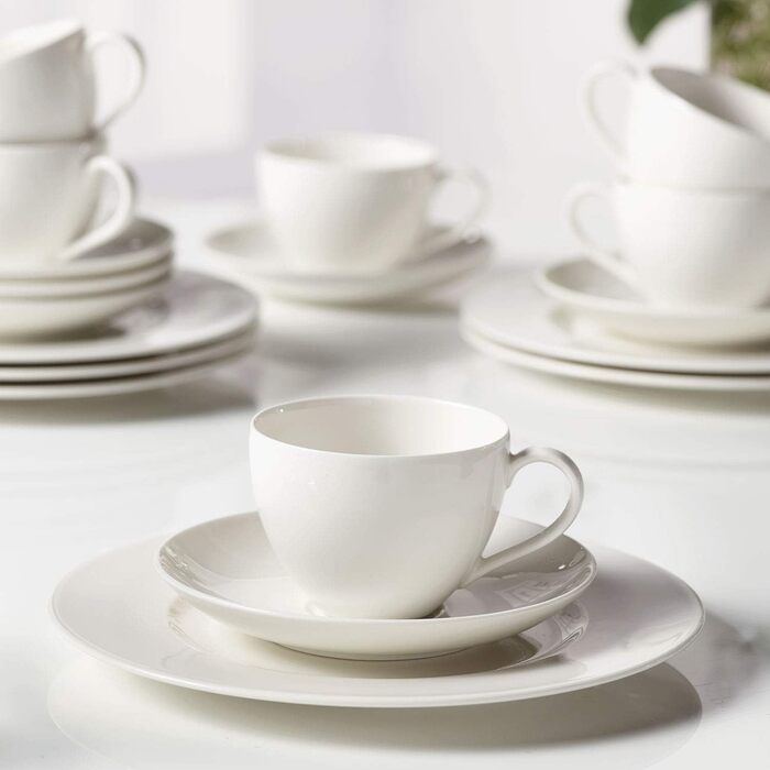 Набір кавового посуду Villeroy & Boch Basic White, 18 предметів, преміум порцеляна, сучасний сервіз для 6 осіб, білий