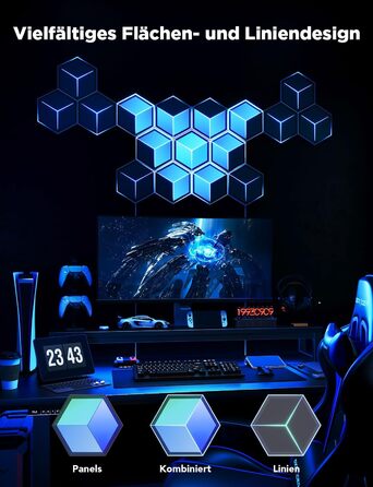 Світлодіодна 3D панель Govee Glide Hexagon Ultra, RGBIC, Wi-Fi, 10 панелей, 129 LED, сумісна з Alexa, для геймерської кімнати, декору стін