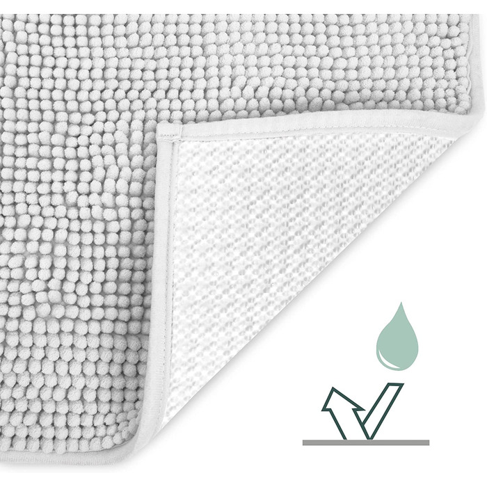 Килимок для ванної Beautissu BeauMare 50x50 см, білий, мікрофібра, нековзний, пухнастий, машинне прання
