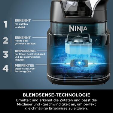 Блендер кухонний Ninja 3-в-1 Detect Power 1200 Вт з чашею, насадкою для тіста, подрібненням, чорний, модель TB401EU