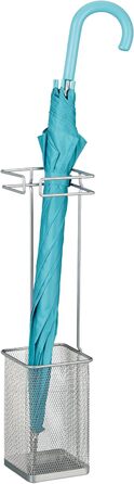 Підставка для парасольок Relaxdays, металева, квадратна, 52,5x13,5x13,5 см, сучасний дизайн, срібляста
