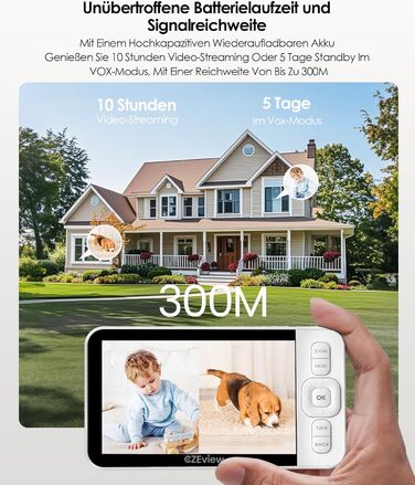 Відеоняня з камерою 2K HD Wi-Fi Babyphone з додатком, 360° огляд, 4x Zoom, нічний режим, датчик руху/плачу/звуку, термометр, чорний - 1 камера