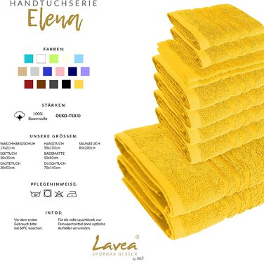 Набір рушників Lavea Elena 10 шт, кавово-коричневий, 100% бавовна: 4 рушники, 2 банних, 2 гостьових, 2 рукавички для миття