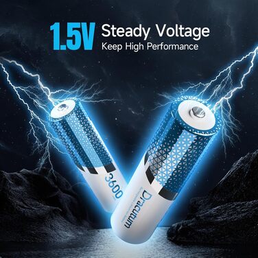Набір акумуляторів AA Li-ion 1.5V 3600mWh (8 шт.) з зарядним пристроєм, висока ємність, 2000 циклів перезарядки