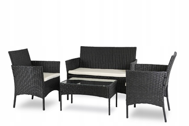 Комплект садових меблів MEBEL ELITE з пластику, чорний, 4 предмети